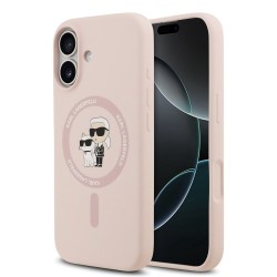 Husa Karl Lagerfeld Liquid Silicone Karl and Choupette MagSafe pentru iPhone 17, Roz