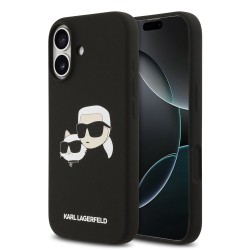 Husa Karl Lagerfeld Liquid Silicone Double Heads MagSafe pentru iPhone 17, Neagra