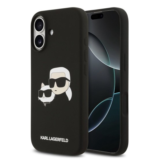 Husa Karl Lagerfeld Liquid Silicone Double Heads MagSafe pentru iPhone 17, Neagra (Bakr, KLHMP17SSKCHPPLK) by www.silkase.ro