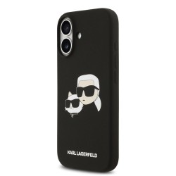 Husa Karl Lagerfeld Liquid Silicone Double Heads MagSafe pentru iPhone 17, Neagra
