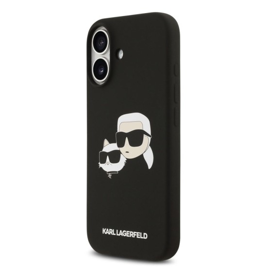 Husa Karl Lagerfeld Liquid Silicone Double Heads MagSafe pentru iPhone 17, Neagra (Bakr, KLHMP17SSKCHPPLK) by www.silkase.ro