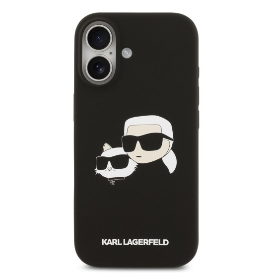 Husa Karl Lagerfeld Liquid Silicone Double Heads MagSafe pentru iPhone 17, Neagra (Bakr, KLHMP17SSKCHPPLK) by www.silkase.ro