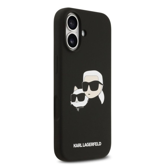 Husa Karl Lagerfeld Liquid Silicone Double Heads MagSafe pentru iPhone 17, Neagra (Bakr, KLHMP17SSKCHPPLK) by www.silkase.ro