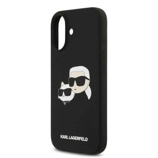Husa Karl Lagerfeld Liquid Silicone Double Heads MagSafe pentru iPhone 17, Neagra (Bakr, KLHMP17SSKCHPPLK) by www.silkase.ro