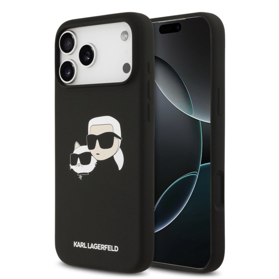 Husa Karl Lagerfeld Liquid Silicone Double Heads MagSafe pentru iPhone 17 Pro Max, Neagra (Bakr, KLHMP17XSKCHPPLK) by www.silkase.ro