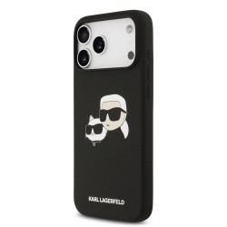 Husa Karl Lagerfeld Liquid Silicone Double Heads MagSafe pentru iPhone 17 Pro Max, Neagra
