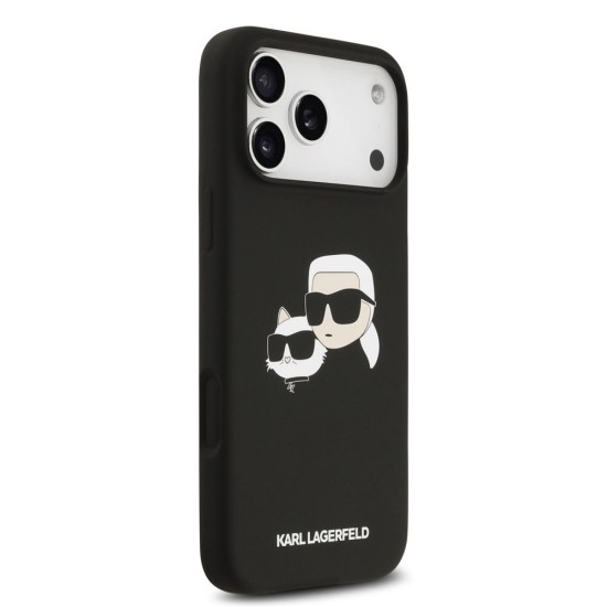 Husa Karl Lagerfeld Liquid Silicone Double Heads MagSafe pentru iPhone 17 Pro Max, Neagra (Bakr, KLHMP17XSKCHPPLK) by www.silkase.ro