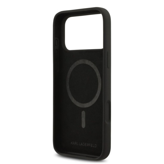 Husa Karl Lagerfeld Liquid Silicone Double Heads MagSafe pentru iPhone 17 Pro Max, Neagra (Bakr, KLHMP17XSKCHPPLK) by www.silkase.ro