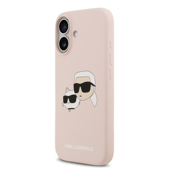 Husa Karl Lagerfeld Liquid Silicone Double Heads MagSafe pentru iPhone 17, Roz (Bakr, KLHMP17SSKCHPPLP) by www.silkase.ro