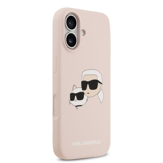 Husa Karl Lagerfeld Liquid Silicone Double Heads MagSafe pentru iPhone 17, Roz (Bakr, KLHMP17SSKCHPPLP) by www.silkase.ro