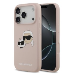 Husă Karl Lagerfeld Liquid Silicone Double Heads MagSafe pentru iPhone 17 Pro/18 Pro Roz