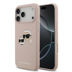 Husă Karl Lagerfeld Liquid Silicone Double Heads MagSafe pentru iPhone 17 Pro Max Roz