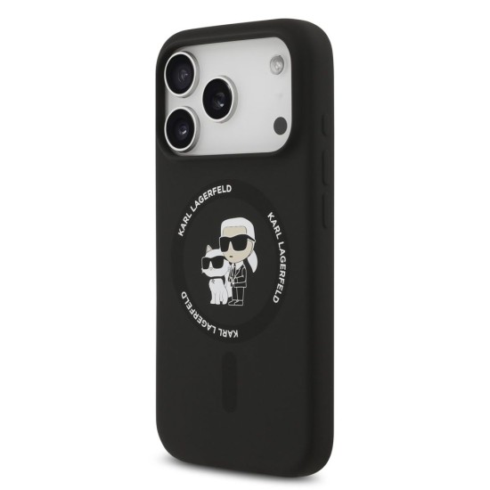 Husa Karl Lagerfeld Liquid Silicone Karl and Choupette MagSafe pentru iPhone 17 Pro Max, Neagra (Bakr, KLHMP17XSCMKCRHK) by www.silkase.ro