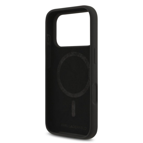 Husa Karl Lagerfeld Liquid Silicone Karl and Choupette MagSafe pentru iPhone 17 Pro Max, Neagra (Bakr, KLHMP17XSCMKCRHK) by www.silkase.ro