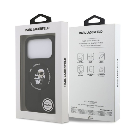 Husa Karl Lagerfeld Liquid Silicone Karl and Choupette MagSafe pentru iPhone 17 Pro Max, Neagra (Bakr, KLHMP17XSCMKCRHK) by www.silkase.ro