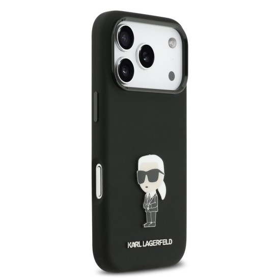 Husa Karl Lagerfeld Liquid Silicone Metal Ikonik pentru iPhone 17 Pro, Neagra Husa Karl Lagerfeld Liquid Silicone Metal Ikonik pentru iPhone 17 Pro, Neagra (Bakr, KLHCP17LSMHKNPK) by www.silkase.ro