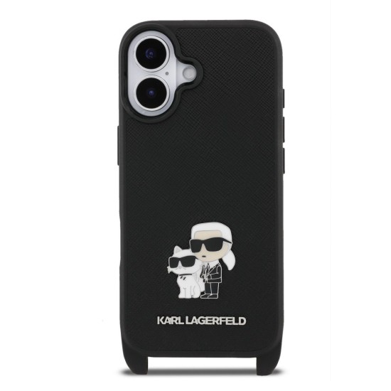 Husa Crossbody Karl Lagerfeld Saffiano Metal Karl and Choupette pentru iPhone 17, Neagra Husa Crossbody Karl Lagerfeld Saffiano Metal Karl and Choupette pentru iPhone 17, Neagra (Bakr, KLHCP17SSAKCPBK) by www.silkase.ro