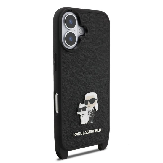 Husa Crossbody Karl Lagerfeld Saffiano Metal Karl and Choupette pentru iPhone 17, Neagra Husa Crossbody Karl Lagerfeld Saffiano Metal Karl and Choupette pentru iPhone 17, Neagra (Bakr, KLHCP17SSAKCPBK) by www.silkase.ro