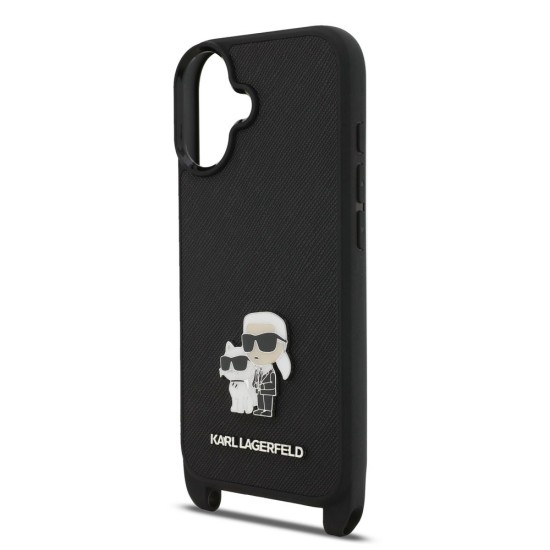 Husa Crossbody Karl Lagerfeld Saffiano Metal Karl and Choupette pentru iPhone 17, Neagra Husa Crossbody Karl Lagerfeld Saffiano Metal Karl and Choupette pentru iPhone 17, Neagra (Bakr, KLHCP17SSAKCPBK) by www.silkase.ro