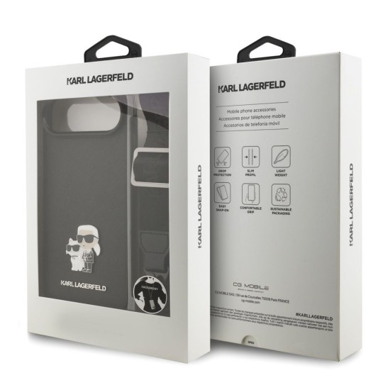 Husa Crossbody Karl Lagerfeld Saffiano Metal Karl and Choupette pentru iPhone Air, Neagra (Bakr, KLHCP17MSAKCPBK) by www.silkase.ro