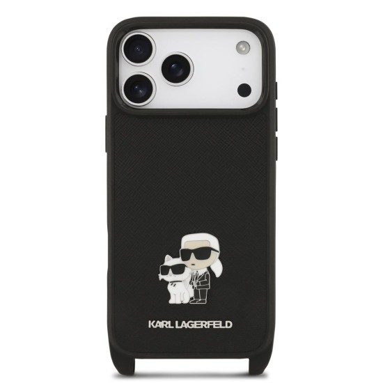 Husa Crossbody Karl Lagerfeld Saffiano Metal Karl and Choupette pentru iPhone 17 Pro, Neagra Husa Crossbody Karl Lagerfeld Saffiano Metal Karl and Choupette pentru iPhone 17 Pro, Neagra (Bakr, KLHCP17LSAKCPBK) by www.silkase.ro