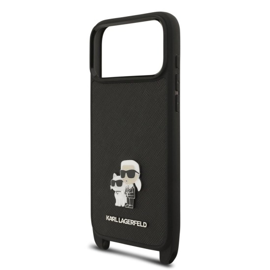 Husa Crossbody Karl Lagerfeld Saffiano Metal Karl and Choupette pentru iPhone 17 Pro, Neagra Husa Crossbody Karl Lagerfeld Saffiano Metal Karl and Choupette pentru iPhone 17 Pro, Neagra (Bakr, KLHCP17LSAKCPBK) by www.silkase.ro