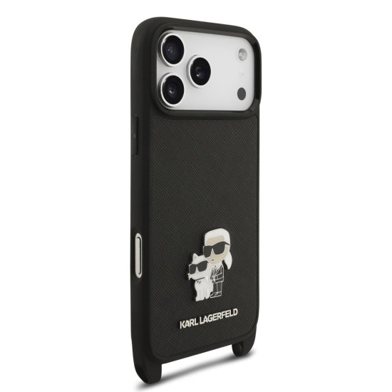 Husa Crossbody Karl Lagerfeld Saffiano Metal Karl and Choupette pentru iPhone 17 Pro Max, Neagra Husa Crossbody Karl Lagerfeld Saffiano Metal Karl and Choupette pentru iPhone 17 Pro Max, Neagra (Bakr, KLHCP17XSAKCPBK) by www.silkase.ro