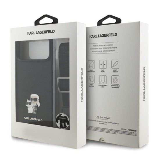 Husa Crossbody Karl Lagerfeld Saffiano Metal Karl and Choupette pentru iPhone 17 Pro Max, Neagra Husa Crossbody Karl Lagerfeld Saffiano Metal Karl and Choupette pentru iPhone 17 Pro Max, Neagra (Bakr, KLHCP17XSAKCPBK) by www.silkase.ro