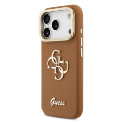 Husa Guess PU Grained 4G Logo Stand Camera Frame pentru iPhone 17 Pro, Maro Husa Guess PU Grained 4G Logo Stand Camera Frame pentru iPhone 17 Pro, Maro