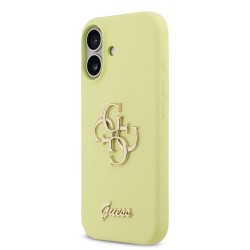 Husa Guess Liquid Silicone 4G Metal Logo pentru iPhone 17, Galbena