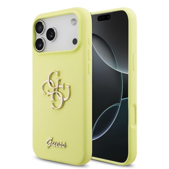 Husa Guess Liquid Silicone 4G Metal Logo pentru iPhone 17 Pro Max, Galbena Husa Guess Liquid Silicone 4G Metal Logo pentru iPhone 17 Pro Max, Galbena (Bakr, GUHCP17XSC4GLMY) by www.silkase.ro