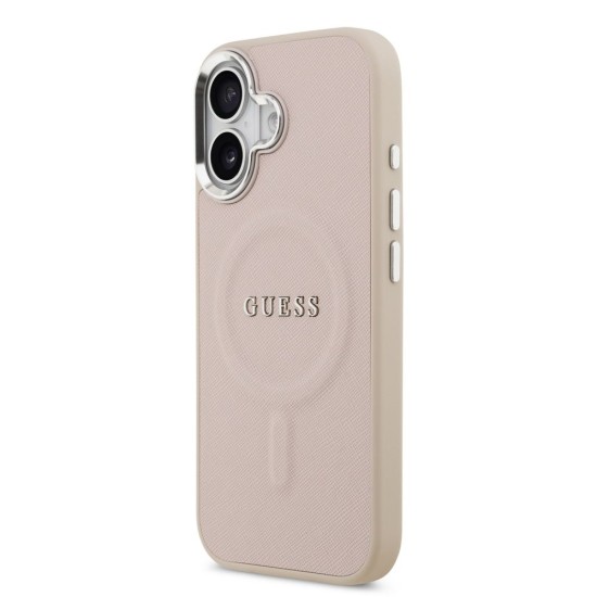 Husa Guess PU Saffiano MagSafe pentru iPhone 17, Roz (Bakr, GUHMP17SPSAREGSP) by www.silkase.ro