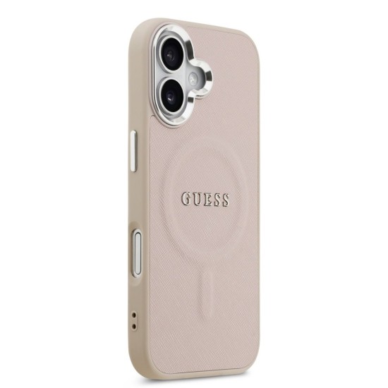 Husa Guess PU Saffiano MagSafe pentru iPhone 17, Roz (Bakr, GUHMP17SPSAREGSP) by www.silkase.ro