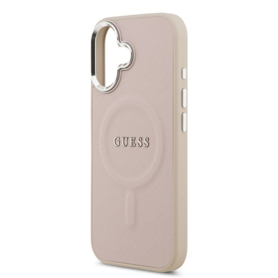 Husa Guess PU Saffiano MagSafe pentru iPhone 17, Roz (Bakr, GUHMP17SPSAREGSP) by www.silkase.ro