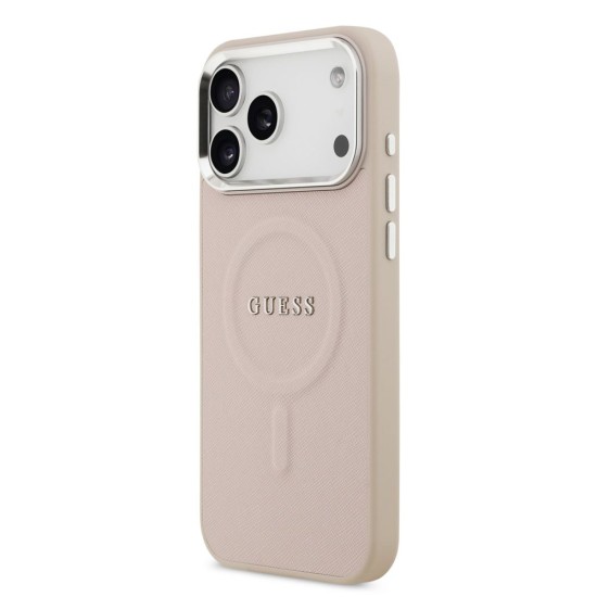 Husa Guess PU Saffiano MagSafe pentru iPhone 17 Pro Max, Roz (Bakr, GUHMP17XPSAREGSP) by www.silkase.ro