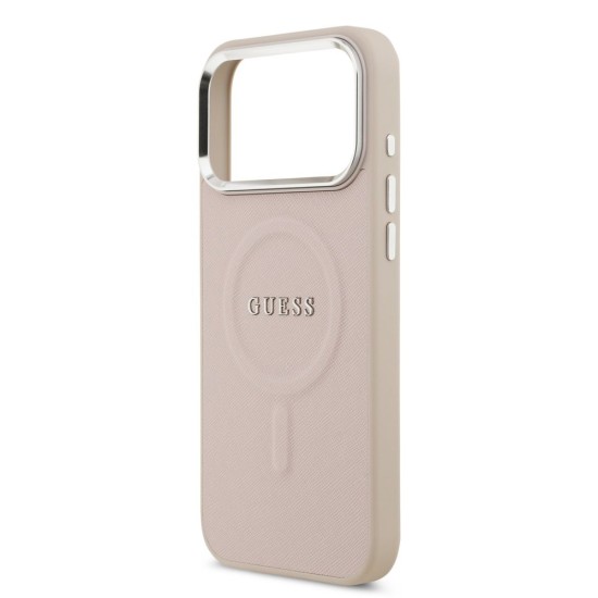Husa Guess PU Saffiano MagSafe pentru iPhone 17 Pro Max, Roz (Bakr, GUHMP17XPSAREGSP) by www.silkase.ro