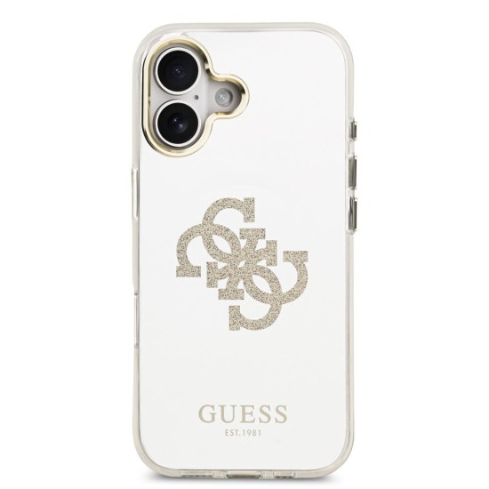 Husa Guess Mirror 4G Glitter Logo MagSafe pentru iPhone 17, Aurie (Bakr, GUHMP17SHMR4GDG) by www.silkase.ro