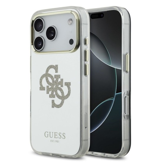 Husa Guess Mirror 4G Glitter Logo MagSafe pentru iPhone 17 Pro Max, Aurie (Bakr, GUHMP17XHMR4GDG) by www.silkase.ro