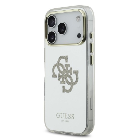 Husa Guess Mirror 4G Glitter Logo MagSafe pentru iPhone 17 Pro Max, Aurie (Bakr, GUHMP17XHMR4GDG) by www.silkase.ro