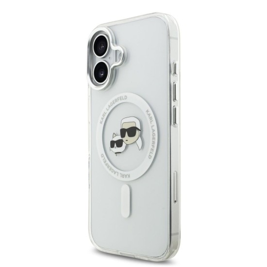 Husa Karl Lagerfeld IML K&CH Heads Metal Frame MagSafe pentru iPhone 17, Transparenta (Bakr, KLHMP17SHLSKCH) by www.silkase.ro