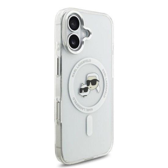 Husa Karl Lagerfeld IML K&CH Heads Metal Frame MagSafe pentru iPhone 17, Transparenta (Bakr, KLHMP17SHLSKCH) by www.silkase.ro