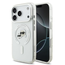 Husa Karl Lagerfeld IML K&CH Heads Metal Frame MagSafe pentru iPhone 17 Pro, Transparenta
