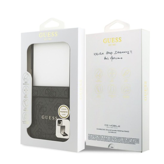 Husa Guess PU Leather 4G Colored Ring Magnetic pentru Samsung Galaxy Z Flip 7, Neagra (Bakr, GUHMZF7P4MSEGCK) by www.silkase.ro