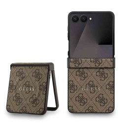 Husa Guess PU Leather 4G Colored Ring Magnetic pentru Samsung Galaxy Z Flip 7, Maro