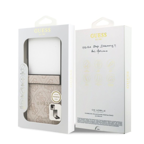 Husa Guess PU Leather 4G Colored Ring Magnetic pentru Samsung Galaxy Z Flip 7, Roz (Bakr, GUHMZF7P4MSEGCP) by www.silkase.ro