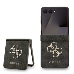 Husa Guess PU 4G Metal Logo pentru Samsung Galaxy Z Flip 7, Gri