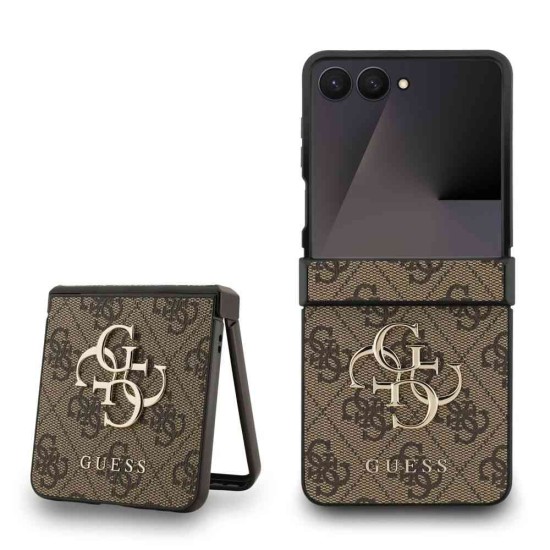 Husa Guess PU 4G Metal Logo pentru Samsung Galaxy Z Flip 7, Maro (Bakr, GUHCZF74GMGBR) by www.silkase.ro