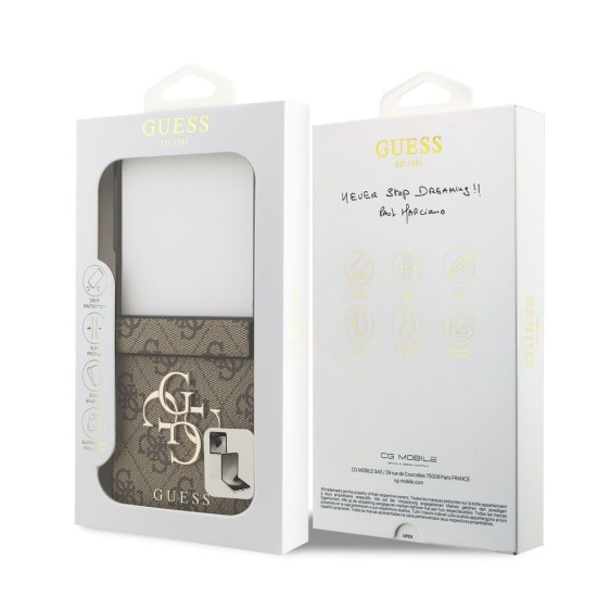 Husa Guess PU 4G Metal Logo pentru Samsung Galaxy Z Flip 7, Maro (Bakr, GUHCZF74GMGBR) by www.silkase.ro