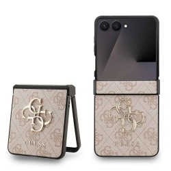 Husa Guess PU 4G Metal Logo pentru Samsung Galaxy Z Flip 7, Roz