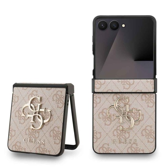 Husa Guess PU 4G Metal Logo pentru Samsung Galaxy Z Flip 7, Roz (Bakr, GUHCZF74GMGPI) by www.silkase.ro